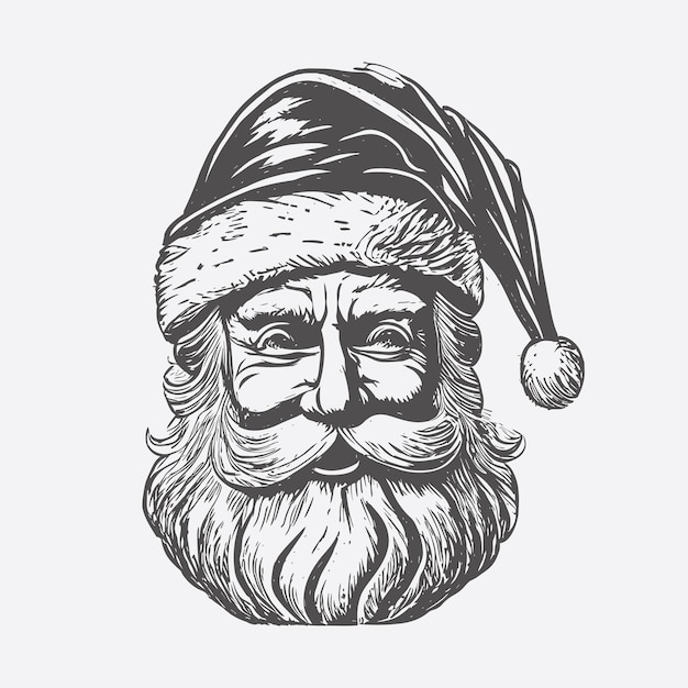 Black And White Santa Vintage Vector