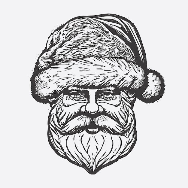 Black And White Santa Vintage Vector