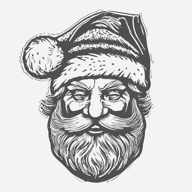 Black And White Santa Vintage Vector