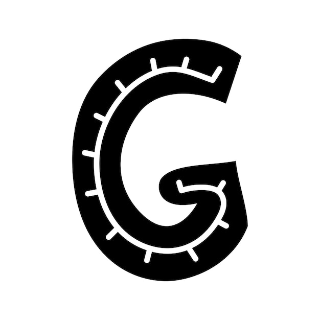 Black and white Scandinavian ornate letter G Folk font Letter G in Scandinavian style