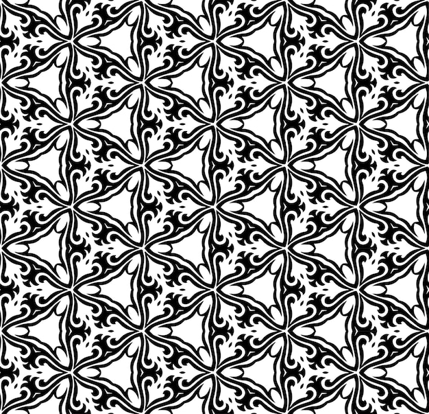 Modello astratto senza soluzione di continuità in bianco e nero sfondo e sfondo disegno ornamentale in scala di grigi ornamenti a mosaico illustrazione grafica vettoriale eps10