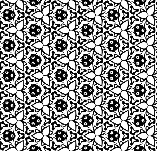 Black and white seamless abstract pattern Background and backdrop Grayscale ornamental design Mosaic ornaments Vector graphic illustration