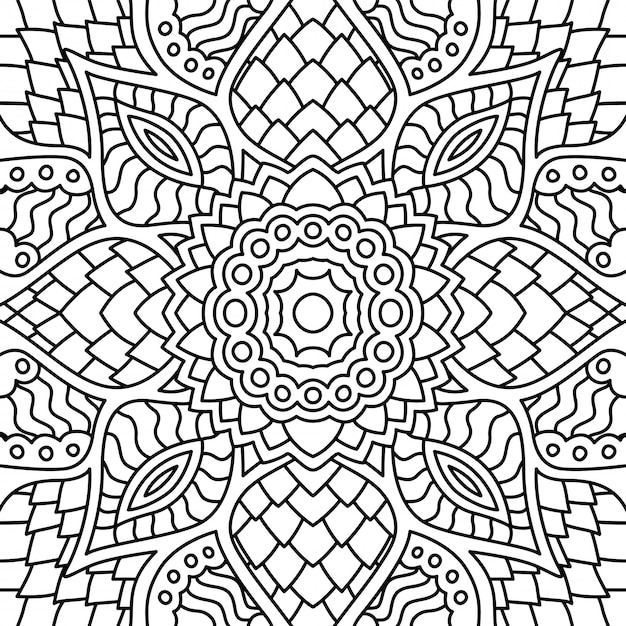 Black and white seamless pattern for coloring book