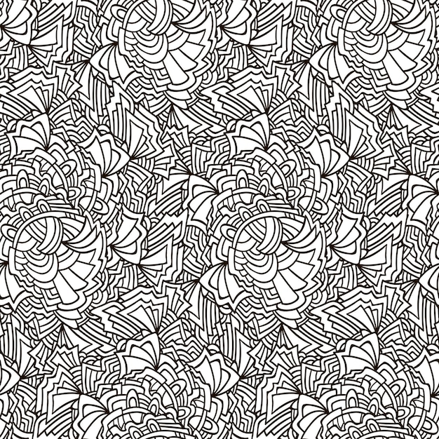 Black and white seamless pattern intricate ornamental design vector fantasy motif