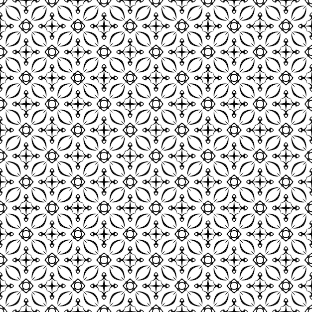 Черно-белая бесшовная текстура узора Орнаментальный графический дизайн в оттенках серого