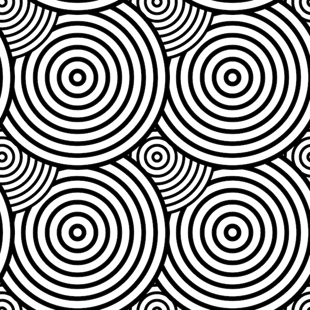 black and white seamless pattern with circles