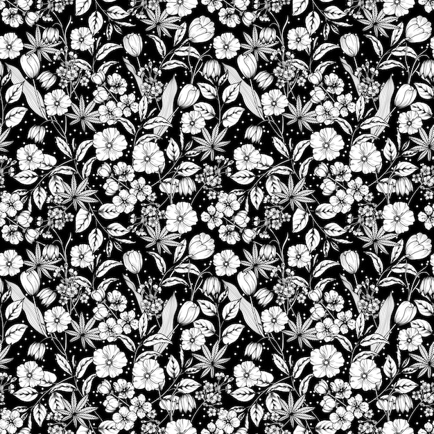 Vector black and white seamless pattern