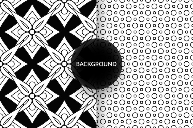 Vector black and white seamless patterns background
