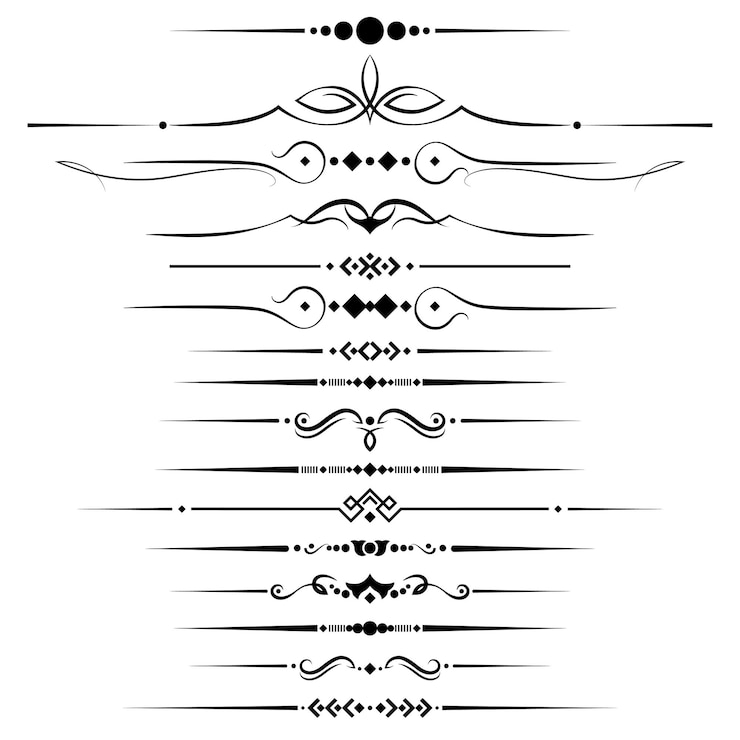 Vector black and white set of delimiters for text dividers