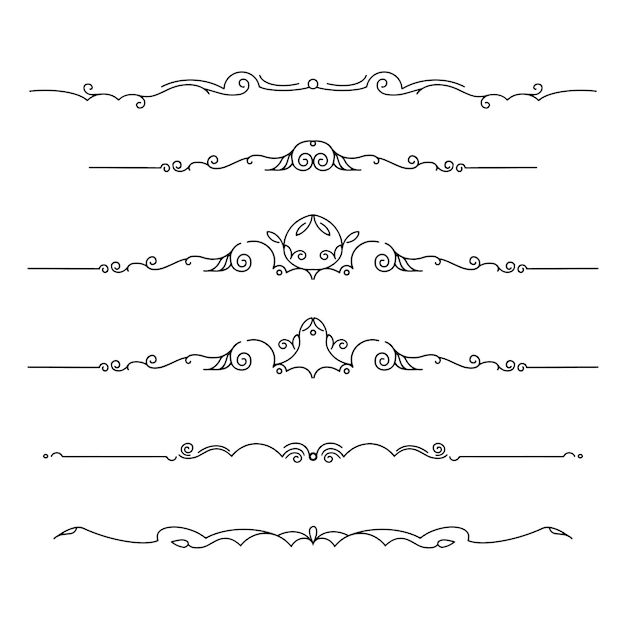 Set di delimitatori in bianco e nero per divisori di testo