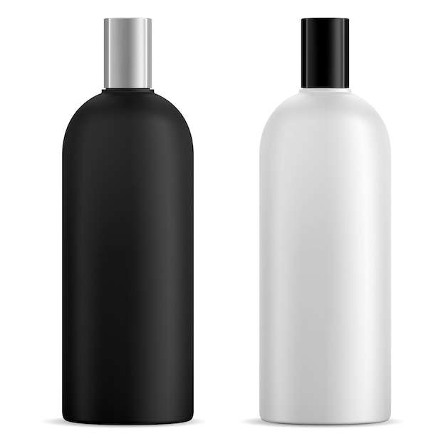 Vector black and white shampoo bottle mockup