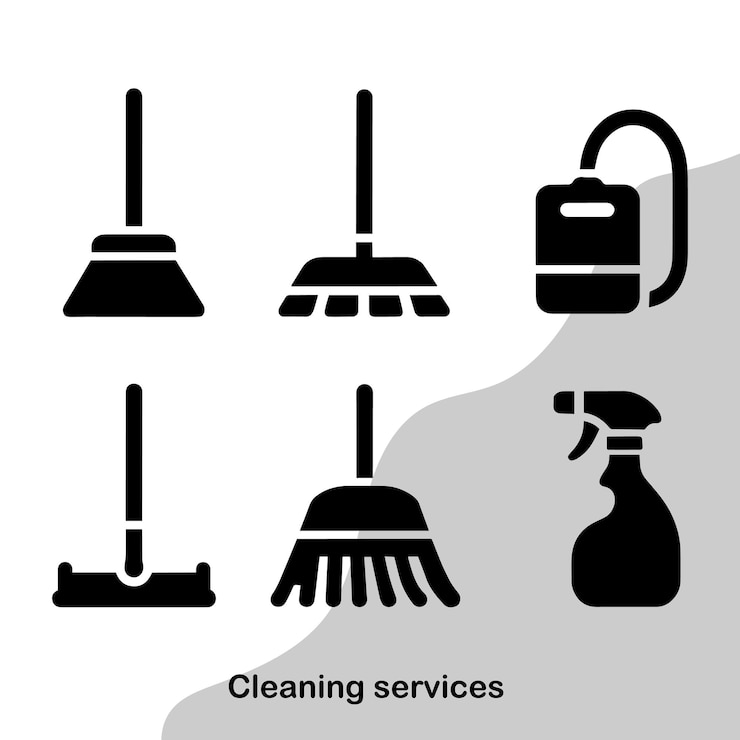 Vector a black and white sign that says cleaning service