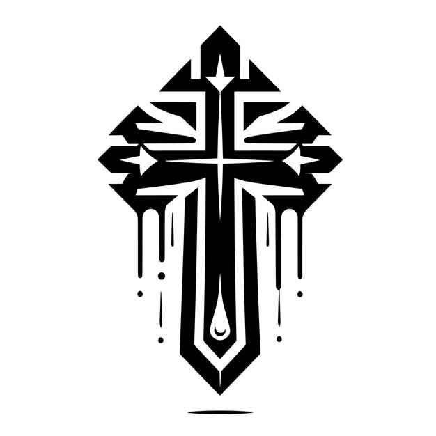 Black and white Silhouette of a abstract Cross Illustration