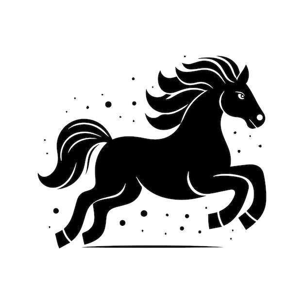 Vettore una silhouette bianca e nera di un cavallo