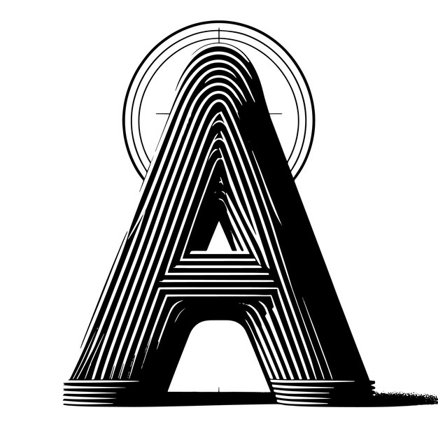 Black and white silhouette of letter A illustration