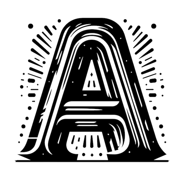 Vector black and white silhouette of letter a illustration