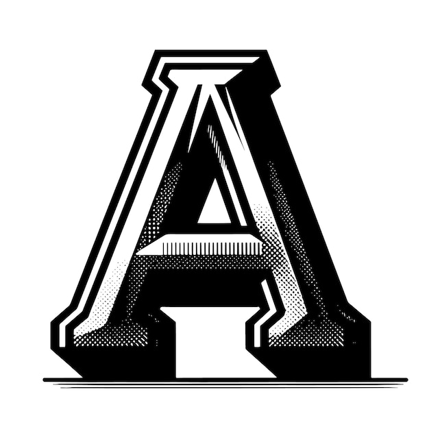 Vector black and white silhouette of letter a illustration