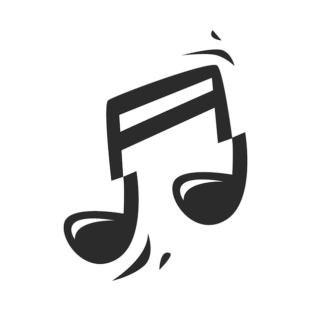 ミュージカルダブルノートの黒と白のシルエットトーン音楽アイコンシンボルのデザインロゴ