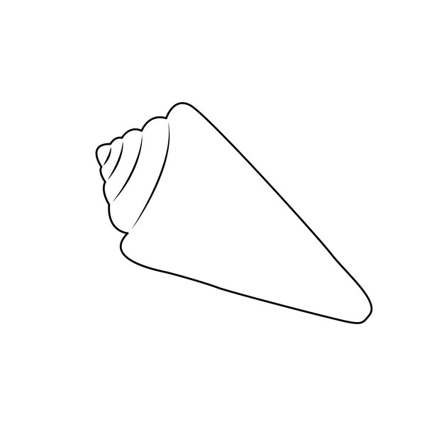 black and white silhouette of a seashell contour drawing vector illustration