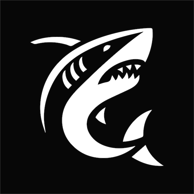 Vector a black and white silhouette shark vector logo design01