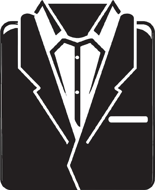 Черно-белый силуэт костюма с рубашкой и галстуком.