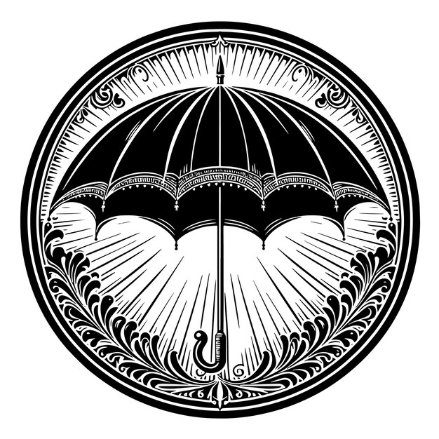 Black and white Silhouette of an umbrella