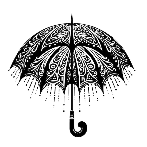 Black and white Silhouette of an umbrella