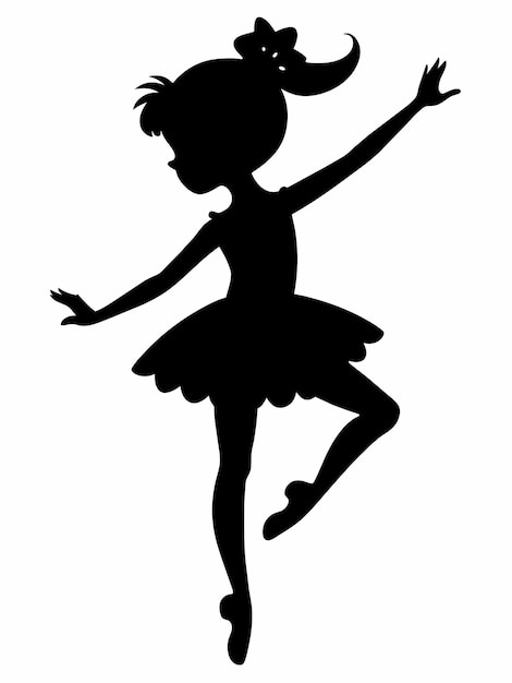 a black and white silhouette woman dancing ballet in a dress
