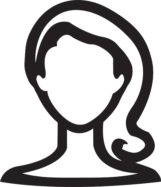 Vector a black and white silhouette of a woman with a long hair.