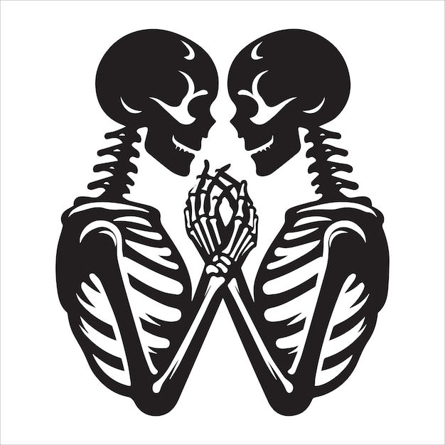 black and white Skeleton Love vector