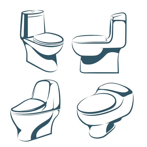 Black and white sketch of a toilet bowl with a lid