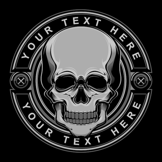 black and white skull head logo