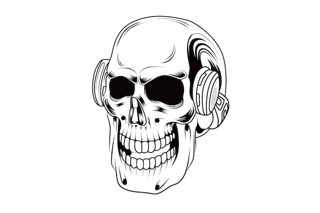 Black and white skull music vector