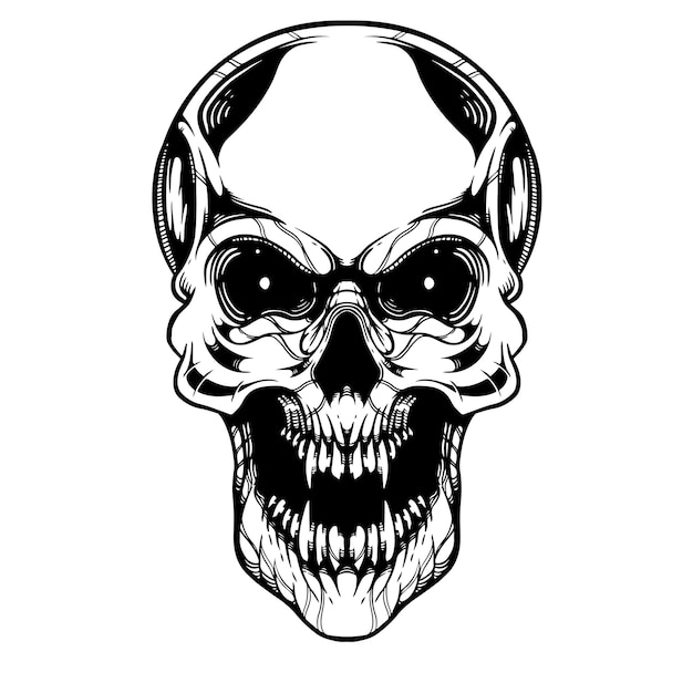 black and white skull tattoo illustration