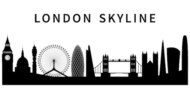 黒と白のスカイラインとロンドンのスカイラインが上にあります。