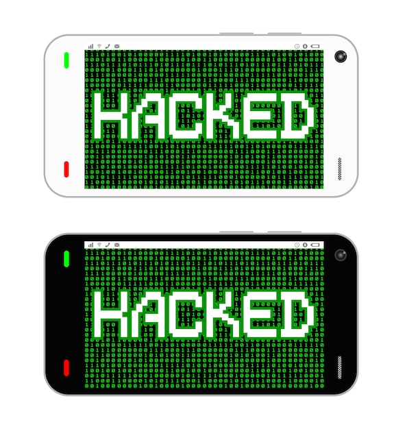 黒と白のスマートフォンハッキングベクトル