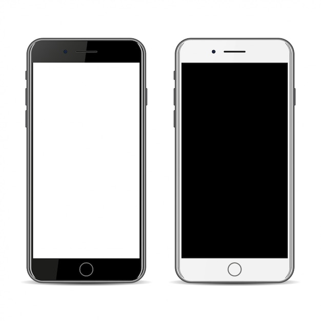 Black and white smartphone isolated on a white background