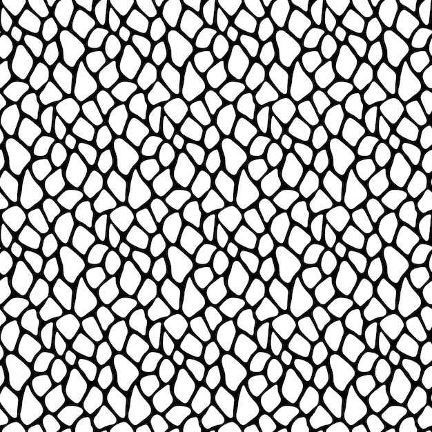 Vector black and white snake animal motif vector seamless pattern