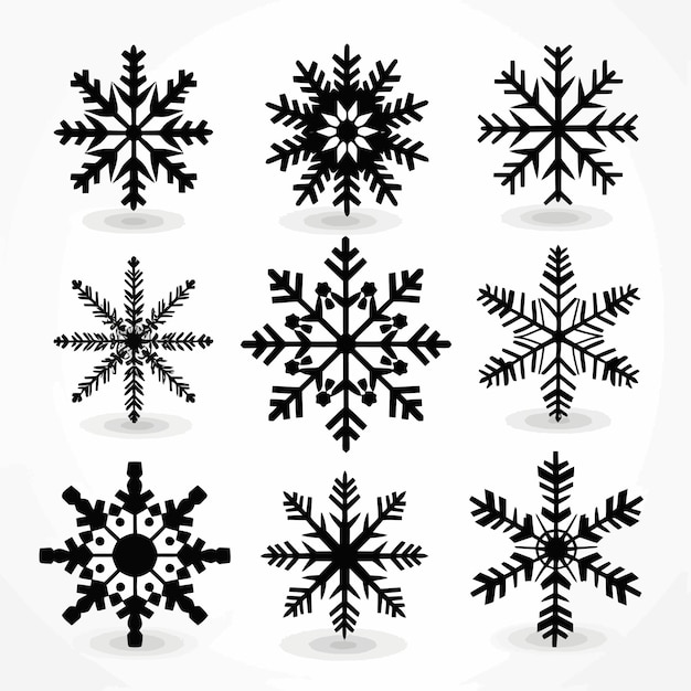 Vector black and white snowflake vectors