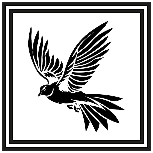 A black and white Soaring bird silhouette illustration clipart