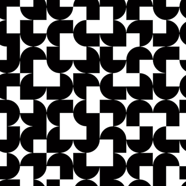 Black and white solid geometric seamless pattern, vector contrast squared background.