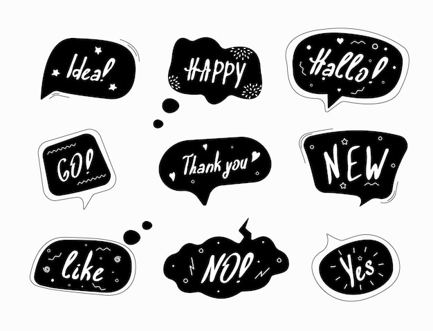 Black and white speech bubbles