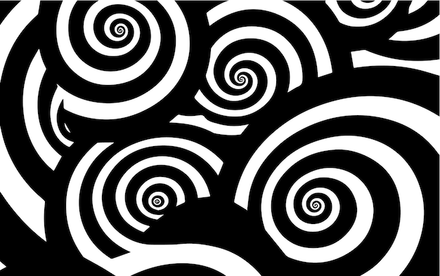 Black and white spirals Vector graphic