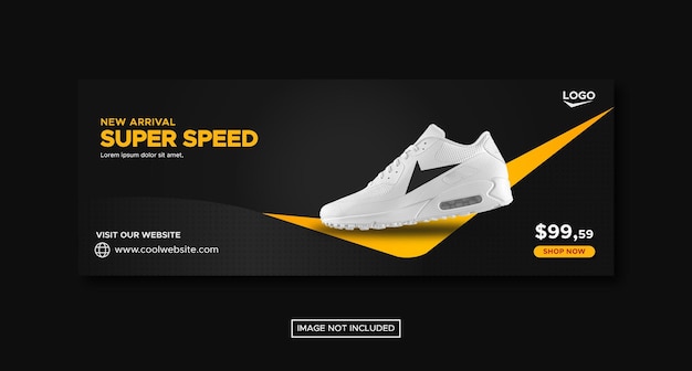 Vettore promozione di scarpe sportive in bianco e nero social media facebook post banner template