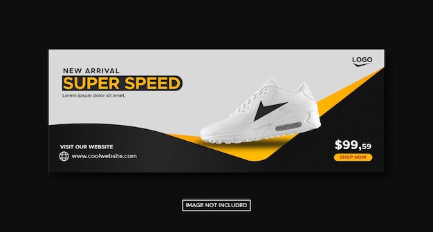 Promozione di scarpe sportive in bianco e nero social media facebook post banner template