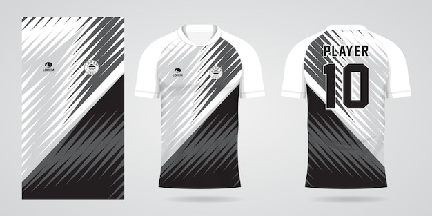 Vector black white sports shirt jersey design template