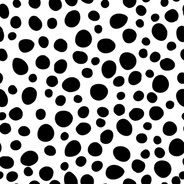 Black and white spots circles vector seamless pattern Texture of dark shapes