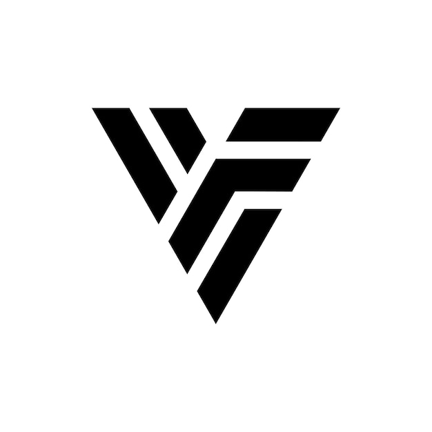 Vettore disegno del logo vf quadrato nero e bianco