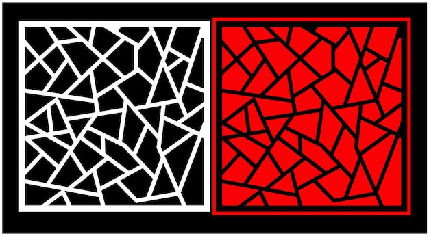 A black and white square with a red square in the middle.