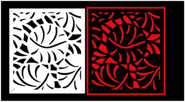 A black and white square with a red and white pattern